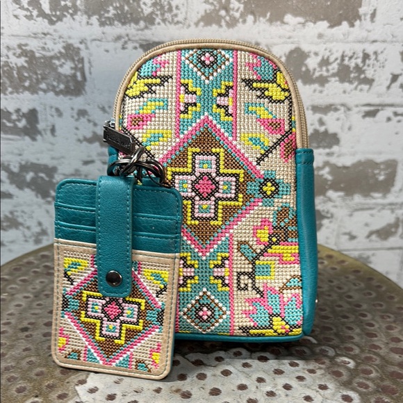 Montana West Handbags - Blue and Yellow Geometric Pattern Backpack